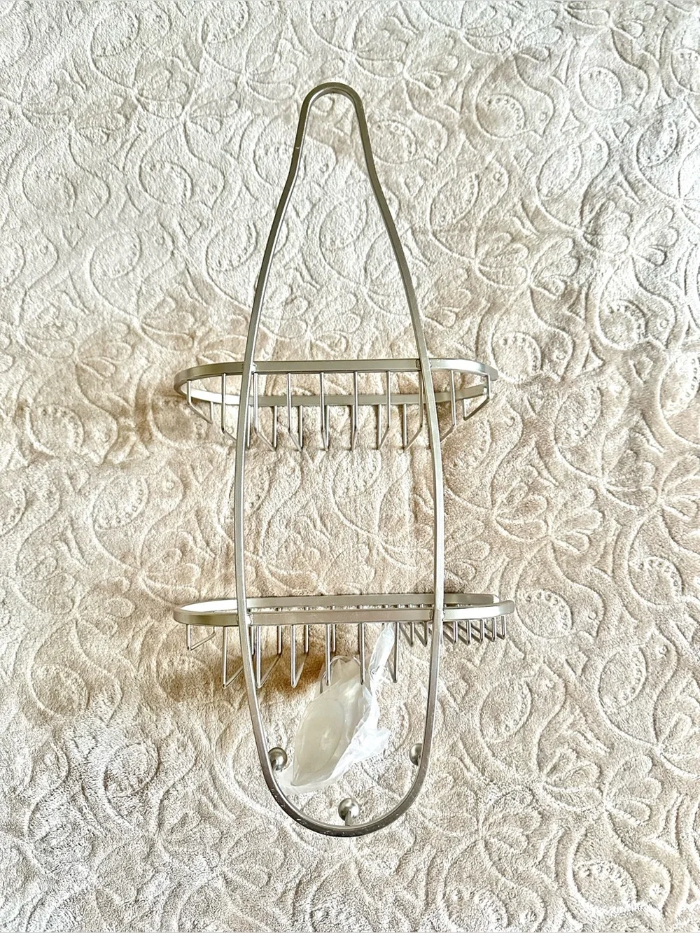 Two-Tier Stainless Steel Shower Caddy in Brushed Silver